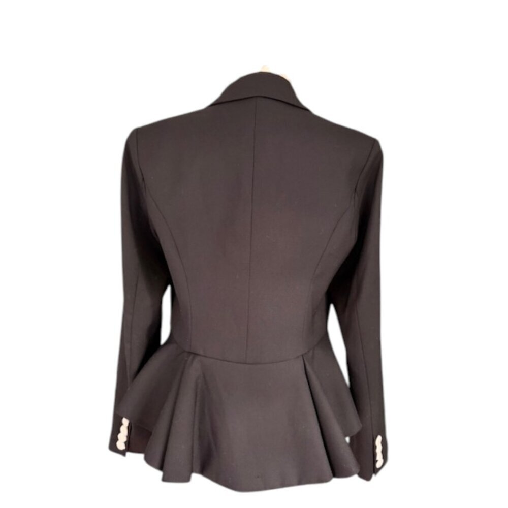 LoveShackFancy Pantonia Black Wool Blend Peplum Blazer Jacket Size 10 NWT $645 - Picture 11 of 16